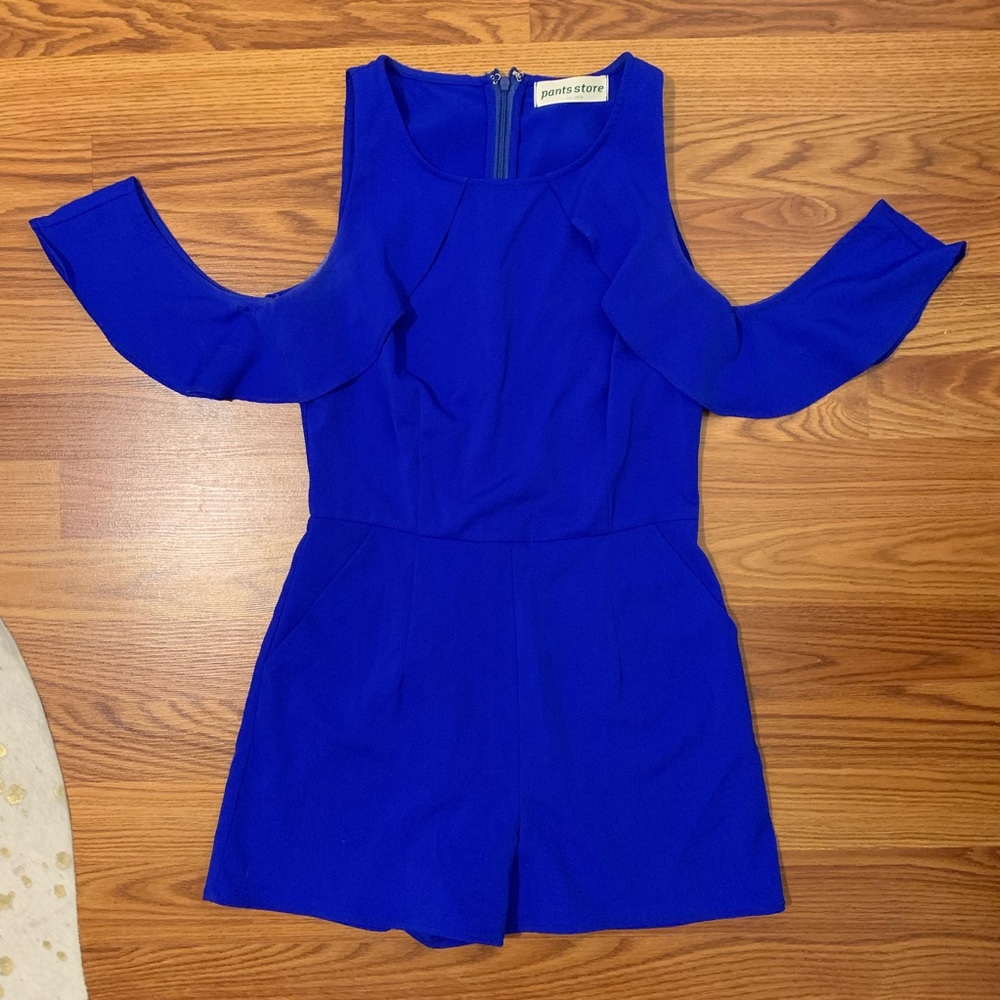 Royal Blue Cold Shoulder Romper Size XS